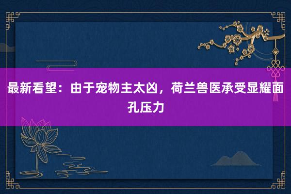 最新看望:由于宠物主太凶,荷兰兽医承受显耀面孔压力